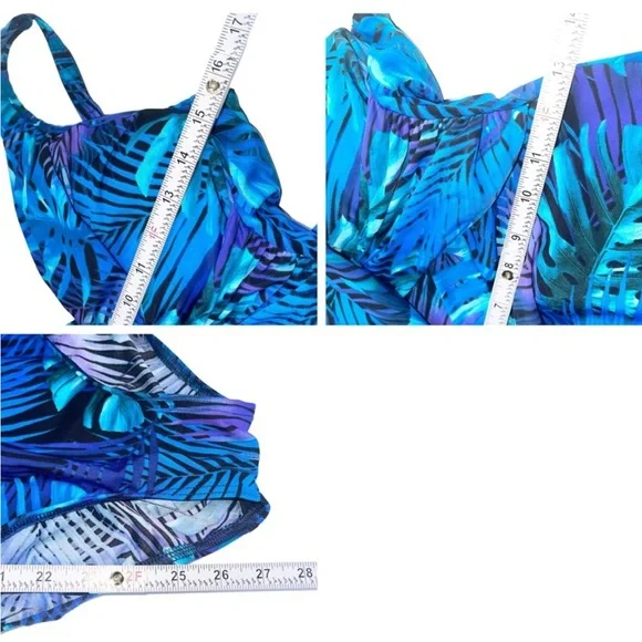 Miraclesuit Royal Palms Revele One Piece Swimsuit Blue Size 14 Slimming Tummy - Picture 12 of 12